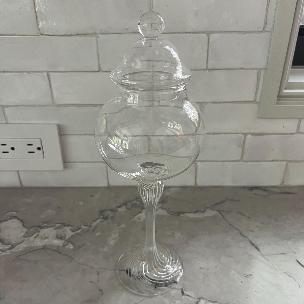 Hand blown clear glass apothecary jar